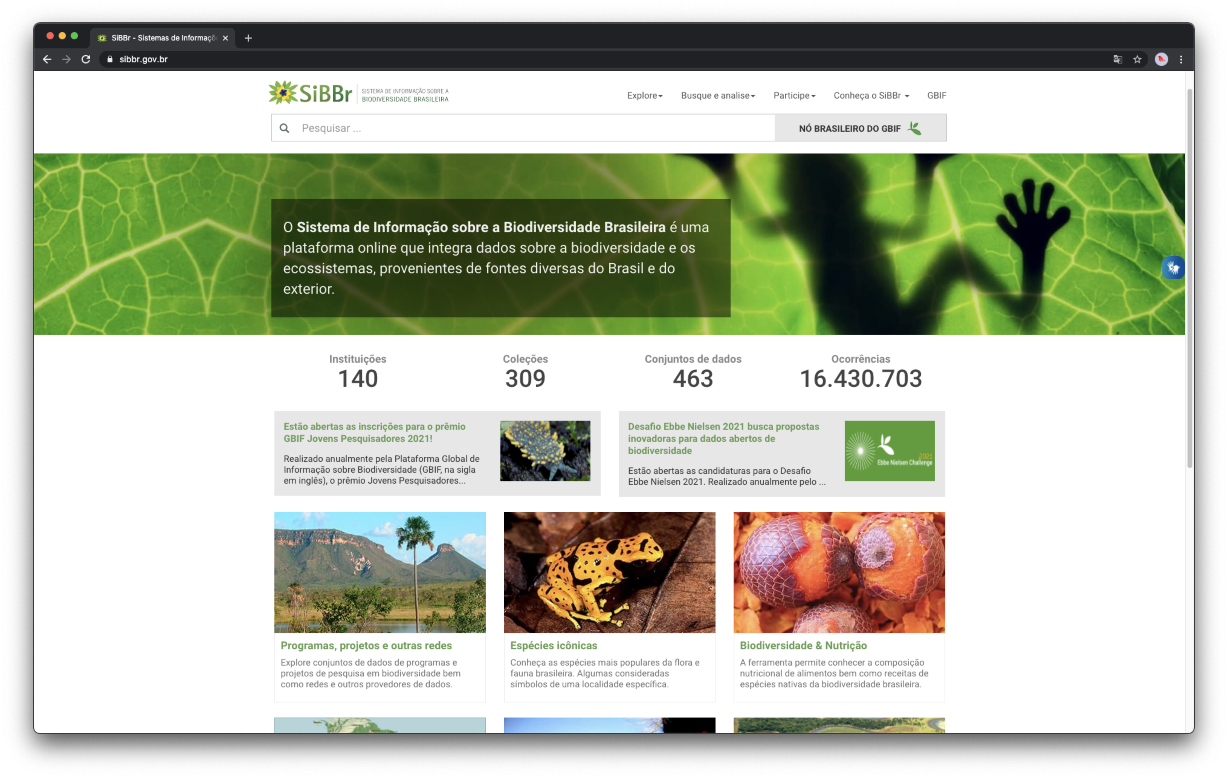 SiBBr - Sistemas de Informações sobre a Biodiversidade Brasileira